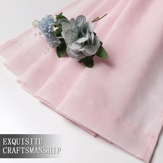 Tollpiz Sheer Tier Curtains Kitchen Linen Textured Half Curtain Sheers Light - Image 7