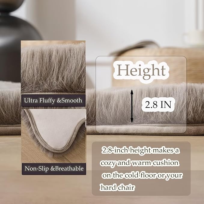 1700GSM Fuzzy Faux Sheepskin Fur Area Rug, Extra Soft Faux Fur Mat, Fluffy - Image 8