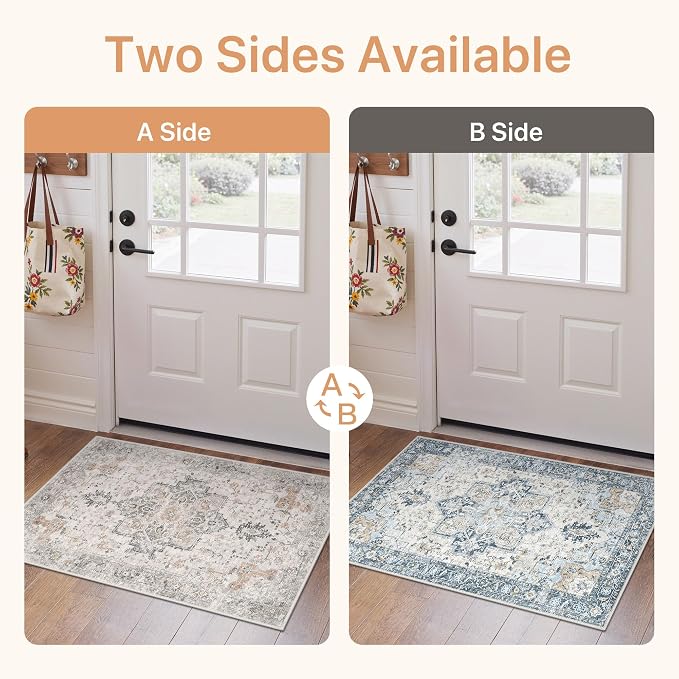 GENIMO 2x3 Reversible Door Mat for Entryway, Machine Washable Non Slip Vintage - Image 2