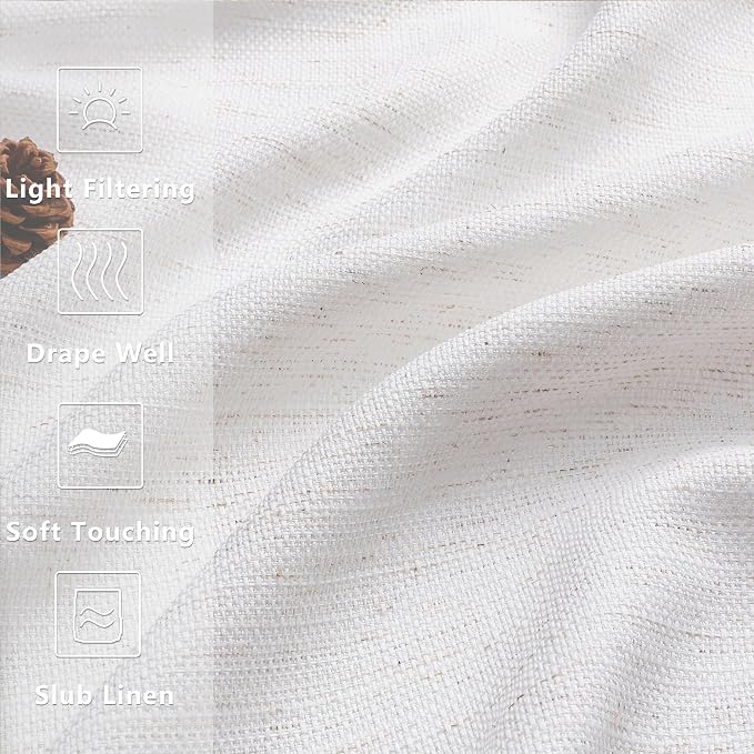 Gwine Natural Valance for Windows, Light Filtering Faux Linen Textured Kitchen - Image 3