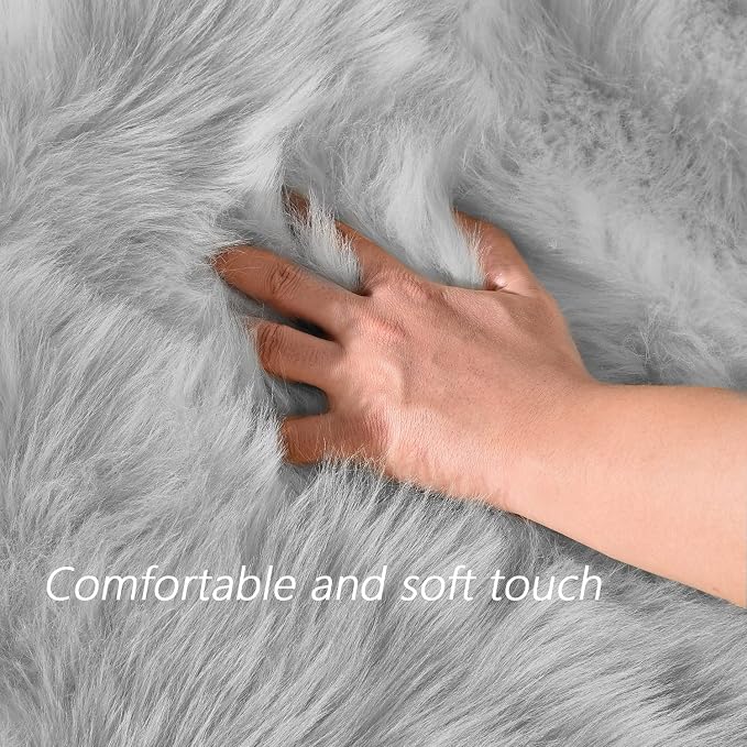 Latepis 3x5 Faux Sheepskin Rug, Faux Fur Rug - Image 4
