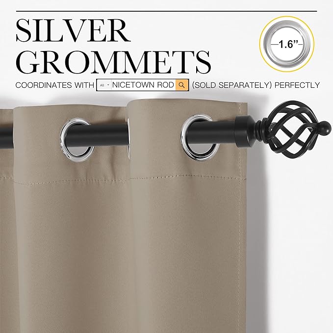 NICETOWN Window Curtain Panels, Thermal Insulated Solid Grommet Blackout - Image 2