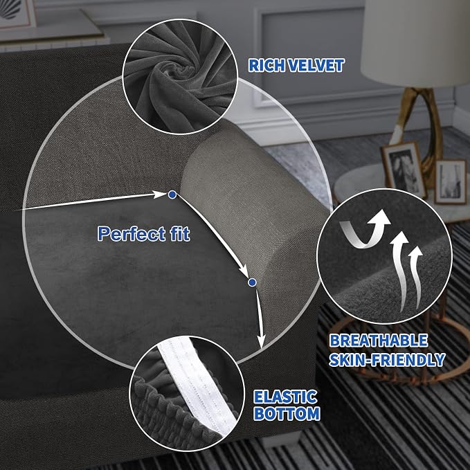 MAXIJIN Velvet Stretch Couch Cushion Covers Soft Loveseat Cushion Cover - Image 4