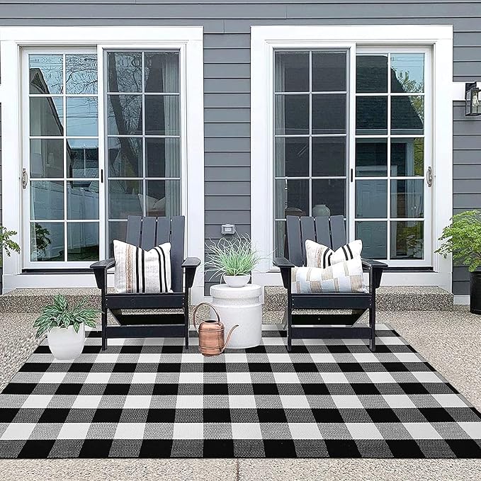 IOHOUZE Buffalo Plaid Checkered Rug 4x6 Ft Front Door Mats, Washable Area Rugs - Image 4