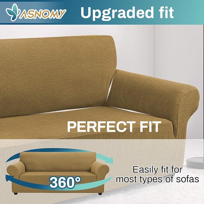 Asnomy Couch Covers for 3 Cushion Couch Stretch Sofa Covers Slipcovers - Image 4