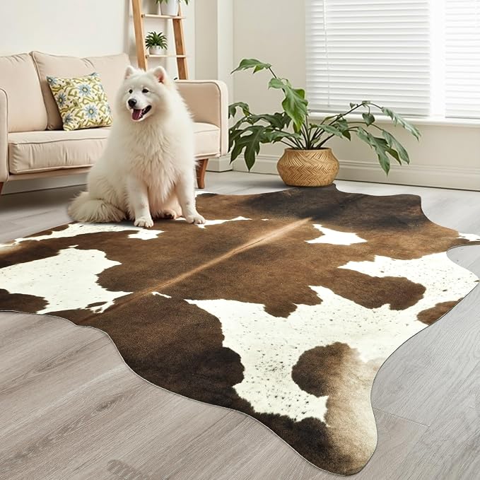 Easycozy Faux Cowhide Cow Print Rug: 8 x 10 Western Decor Faux Cowhide - Image 5