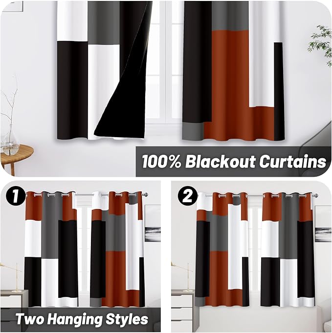 Tyrot Burnt Orange 100% Blackout Curtains - Image 2