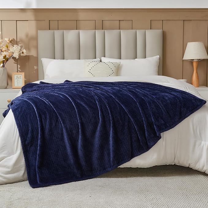 NEWCOSPLAY Super Soft Queen Blanket Dark Navy Premium Silky Flannel Fleece - Image 7