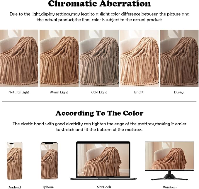 NEWCOSPLAY Super Soft Twin Blanket Taupe Premium Silky Flannel Fleece 3D Ribbed - Image 6