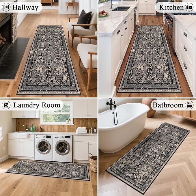 Vaukki Hallway Runner Rug, Vintage Shaggy Soft Laundry Rug Runner, Non Slip - Image 4