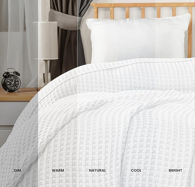 Utopia Bedding White 100% Cotton Waffle Blanket 300 GSM Soft Lightweight - Image 9
