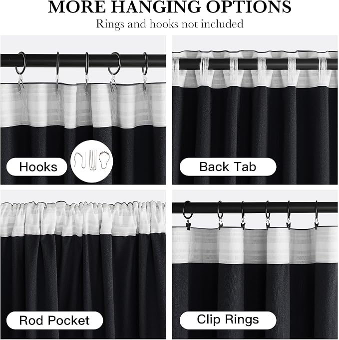 NICETOWN Black Out Velvet Curtains 96 inch Length 2 Panels - Image 5
