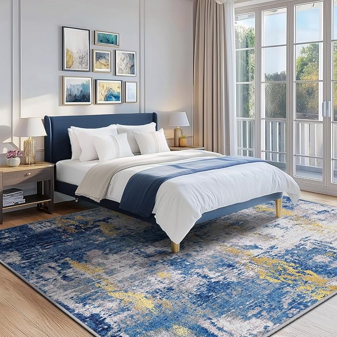 Washable Area Rugs7'x9' Non-Slip Modern Abstract Soft - Image 3