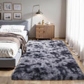 KICHOWUA Thick Area Rug Dark Grey Fluffy 4x6 by KICHOWUA