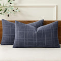 MIULEE Decorative Linen Check Lumar Throw Pillow Covers Neutral Farmhouse by MIULEE