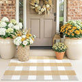 OLANLY Buffalo Plaid Rug 2' x 3' – Beige and White Cotton Checkered Doormat by OLANLY