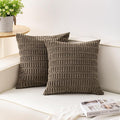 Pack of 2 Corduroy Decorative Throw Pillow Covers 22x22 Inch Soft Striped by Unknown