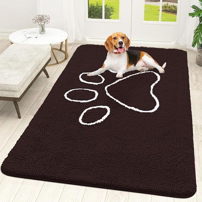 OLANLY Dog Door Mat for Muddy Paws 70x46, Paw Print Design, Absorbs Moisture by OLANLY