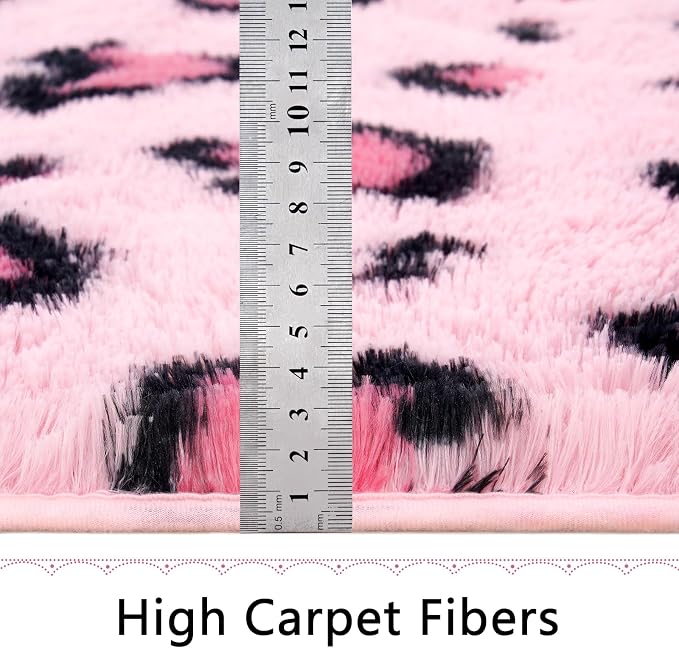 Amearea Soft Fluffy Leopard Rug, 6x9 Feet Pink Area Rug - Image 2