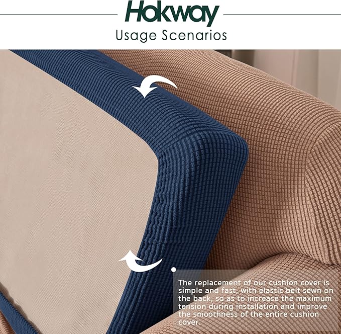 Hokway Stretch Couch Cushion Slipcovers Reversible Cushion Replacement - Image 5