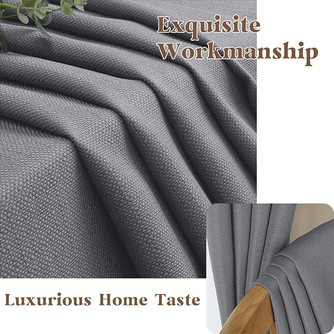 Gwine Dark Grey Valance for Windows, Light Filtering Faux Linen Textured - Image 6
