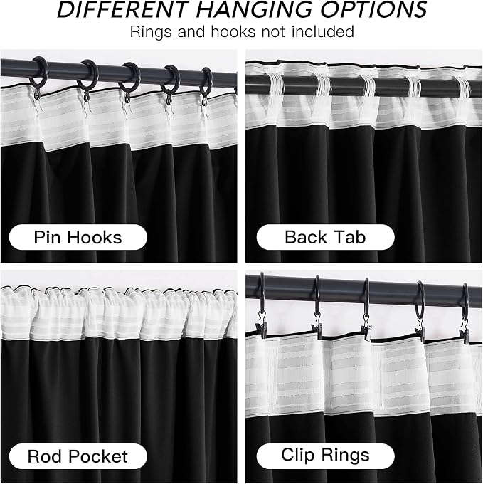RYB HOME Black Velvet Curtains 102 inches - Image 4