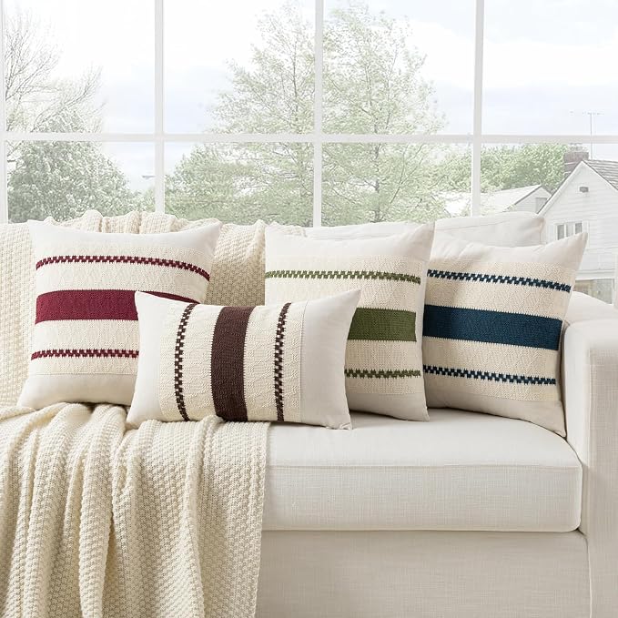 Fancy Homi Set of 1 Boho Olive Green Big Decorative Throw Pillow Cover 24x24 - Image 6