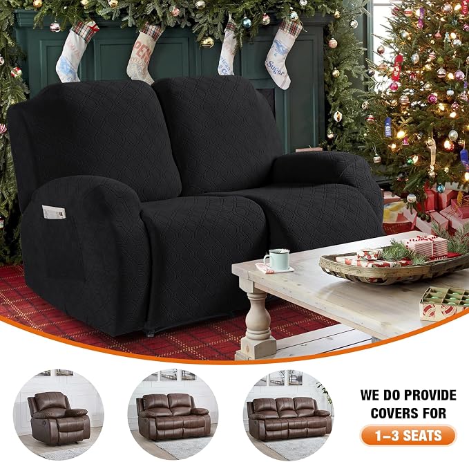VANSOFY Recliner Cover, 2-Pieces Stretch Reclining Couch Cover - Image 4