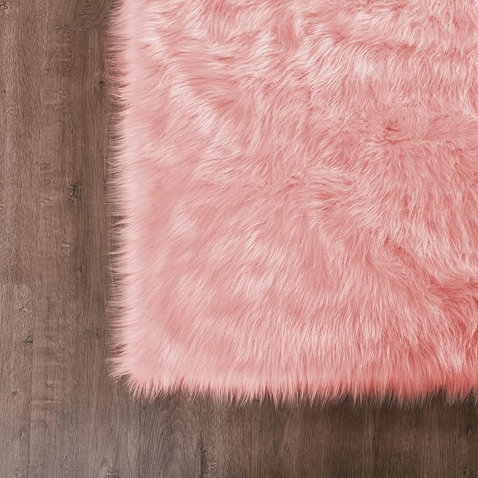 Goolela Pink Area Rug 9x12 Fluffy Fuzzy Furry Rug - Image 6