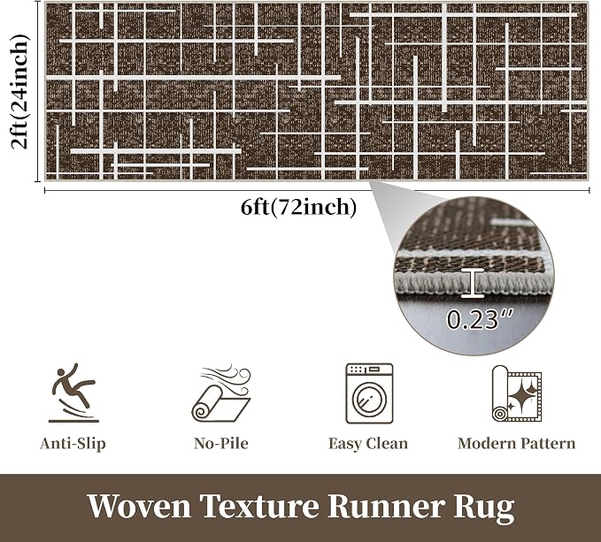 Washable Runner Rug 2x6, Hallway Runner Rug Non Slip, Woven Thin No Shed Runners - Image 9