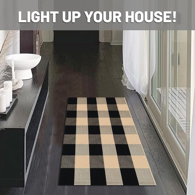 IOHOUZE Buffalo Plaid Checkered Rug 2x3 Ft Front Door Mats, Washable Area Rugs - Image 4