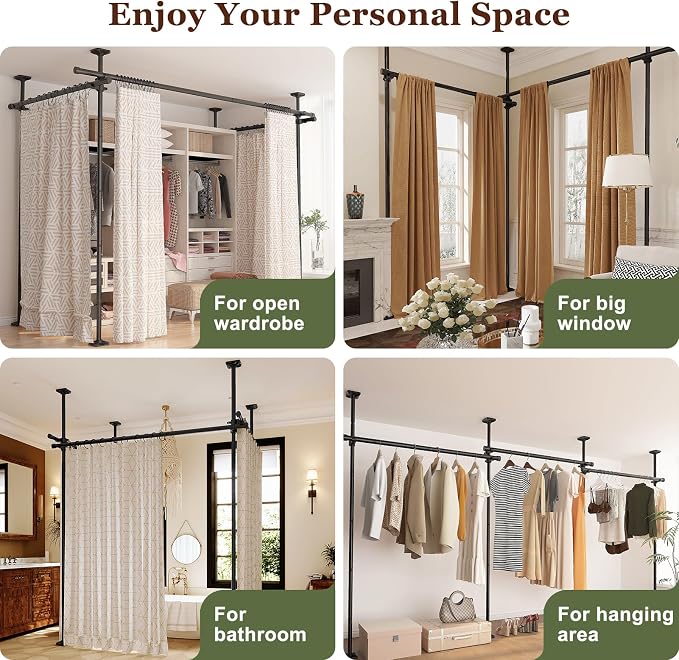 Goovilla Room Divider for Room Separation, Tension Curtain Rods No Drilling - Image 8