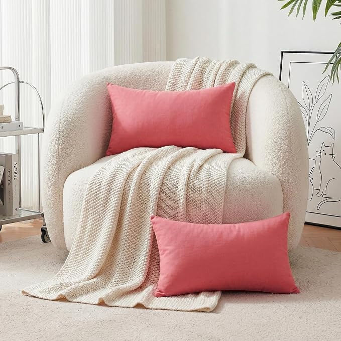 Thmyo 4-Pack 100% Cotton Lumbar Comfortable Solid Decorative Throw Pillow Case - Image 4