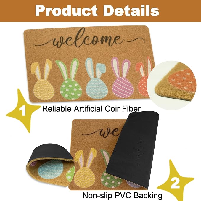 FGSS Easter-Bunny Welcome-Doormat Outdoor-Entrance - Image 3