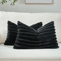 FUTEI Black Decorative Throw Pillow Covers Set of 2, 12x20 Inch Soft Fluffy by FUTEI