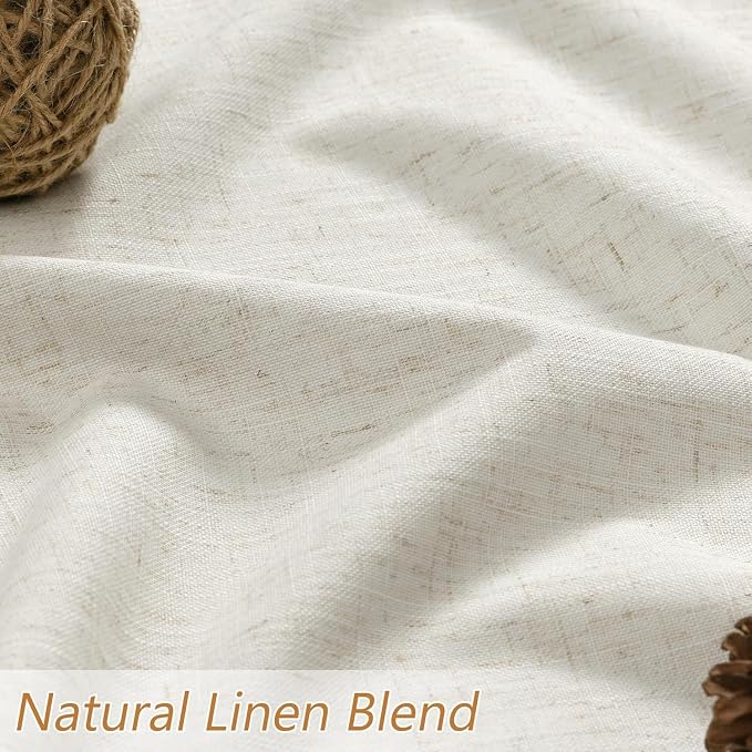Guken Cream 100% Blackout Linen Curtains 100 Inch Wide by 84 Inch - Image 3