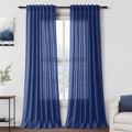 Nanspring Classic Blue Linen Curtains 108 Inches Long by Nanspring