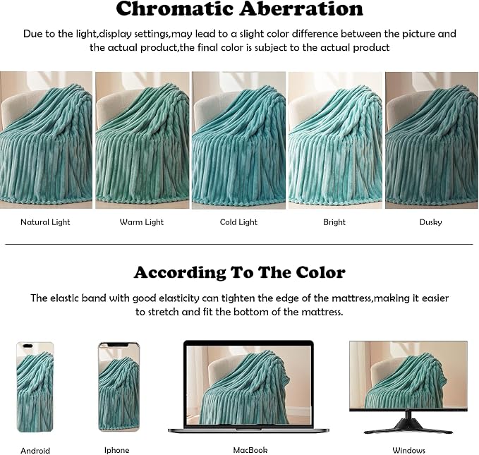 NEWCOSPLAY Super Soft King Blanket Mint Green Premium Silky Flannel Fleece 3D - Image 6