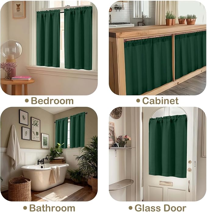 OVZME Kitchen Curtains for Small Window Treatment, Light Filtering Short Cafe - Image 5
