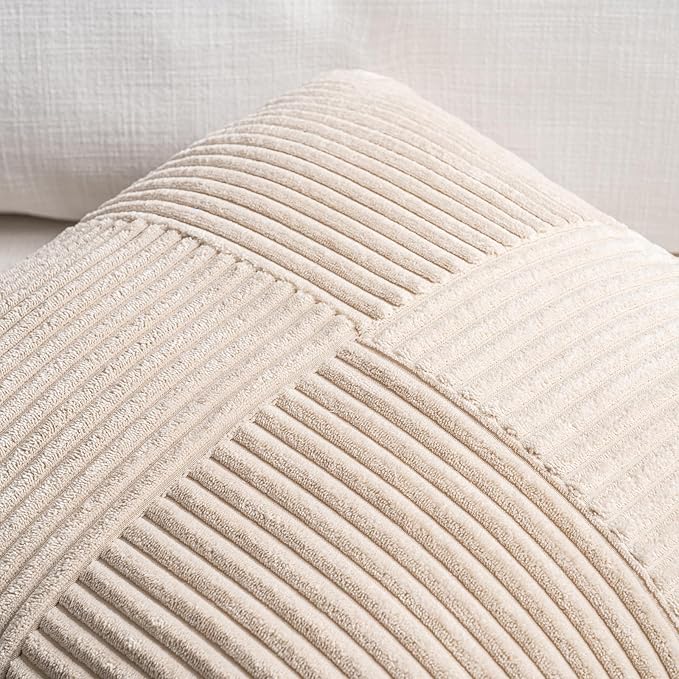 Fancy Homi 2 Packs Tan Euro Decorative Throw Pillow Covers 26x26 Inch - Image 3