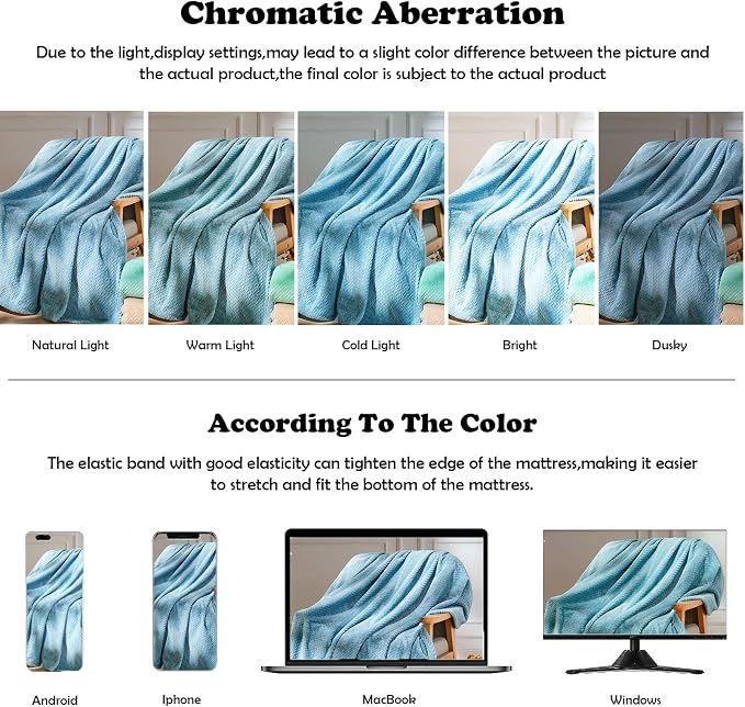 NEWCOSPLAY Super Soft Queen Blanket Light Blue Premium Silky Flannel Fleece - Image 6