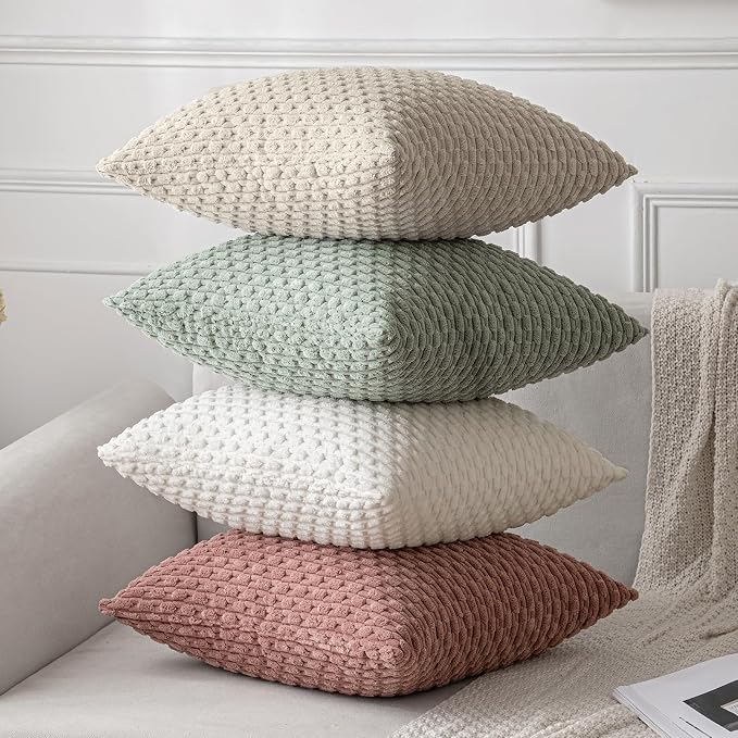 MIULEE Pack of 2 Decorative Throw Pillow Covers 20x20 Inch Soft Boho Striped - Image 7