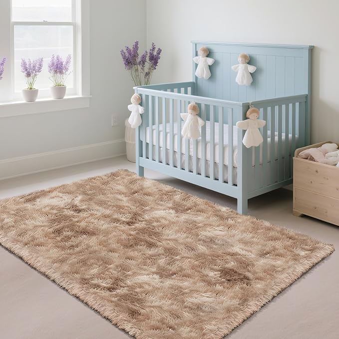 Fluffy Rug Shaggy Area Rug, Mottling Beige 3x5 Area Rugs - Image 2