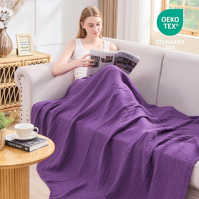 EMME Cotton Muslin King Blanket Big Oversized Bed Layering Bedspread Coverlet - Image 3