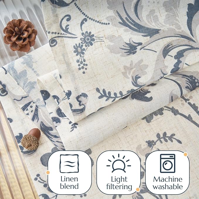 jinchan Tie Up Valance Curtain Floral Linen - Image 8