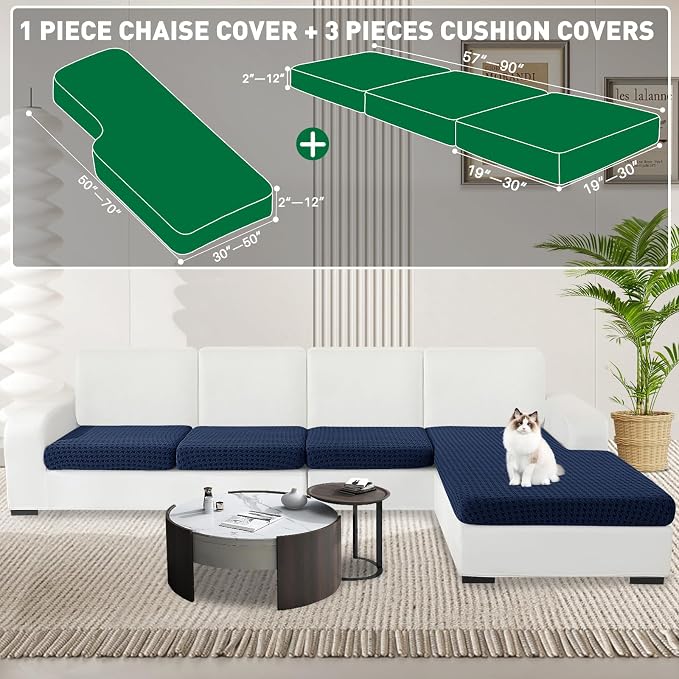 MAXIJIN Couch Cushion Covers for Sectional Sofa, Stretch Sofa Cushion Cover - Image 2