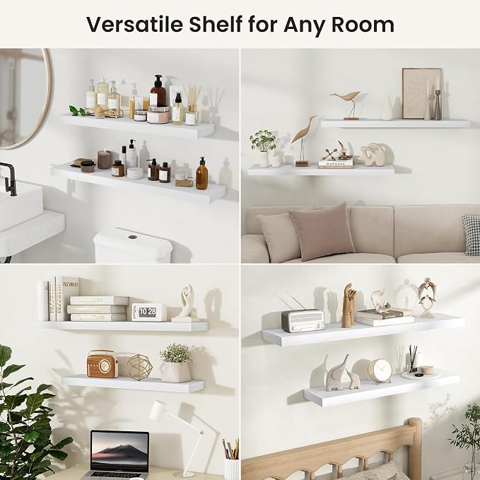 Fun Memories Rustic Floating Wall Shelves, Wall Mounted Wood Storage & Display - Image 8