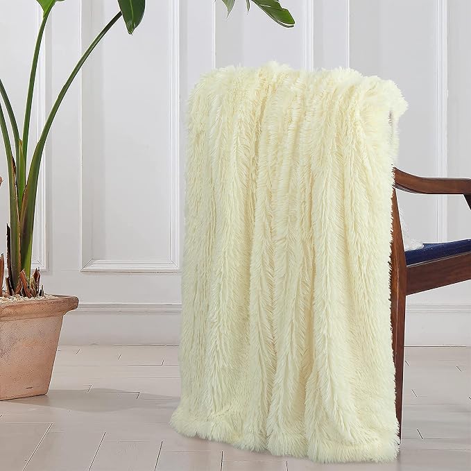 Tuddrom Decorative Extra Soft Faux Fur Blanket Twin Size 70" x 78", Solid - Image 2
