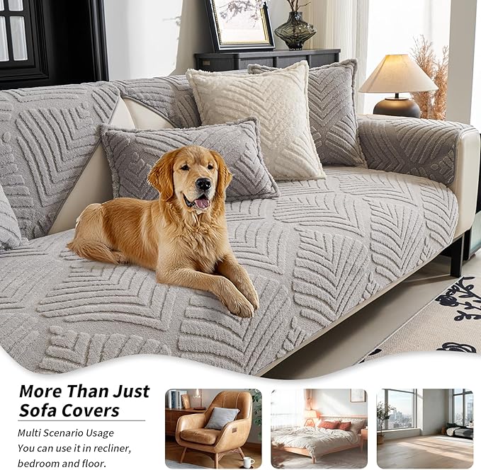 Sectional Couch Cover, Non-Slip Sofa Cover Plush Warm, Funny Fuzzy Pet Couch - Image 4