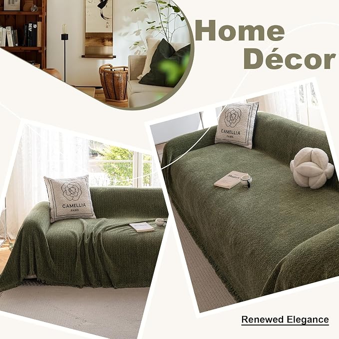 ROOMLIFE Green Sofa Cover, Vintage Boho Couch Cover - Image 5